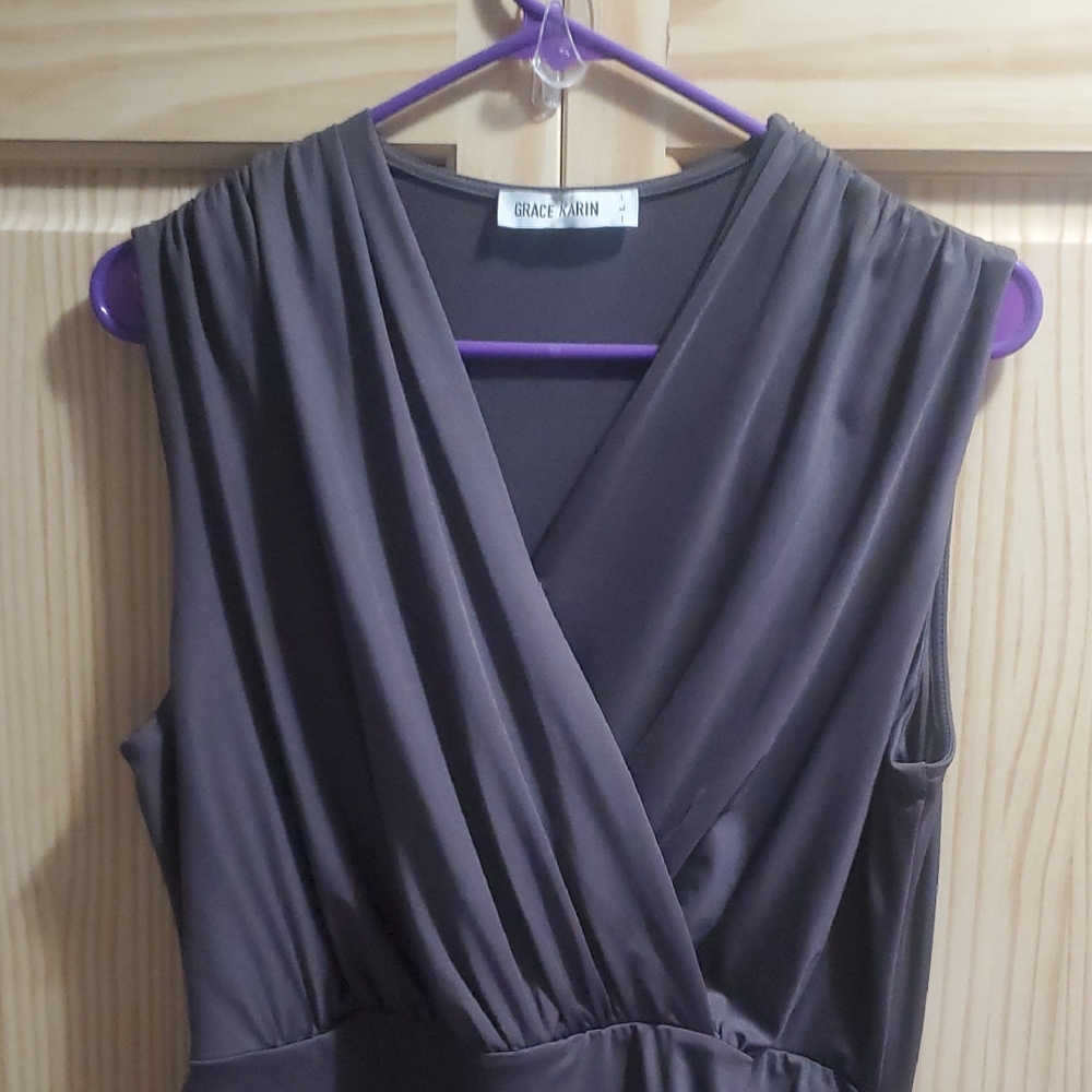 Grace Karin Deep Gray Sleeveless Dress
